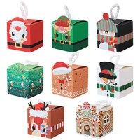 Boîtes cadeaux en papier recyclé de Noël avec poignée pour bonbons et cadeaux de fête - Emballage alimentaire pliable
