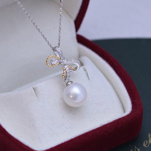 Collier en argent S925 avec perle de style barre horizontale, perle d'eau douce de 10-11 mm, lumière blanche intense, défauts discrets, pour femme - Product Image 2