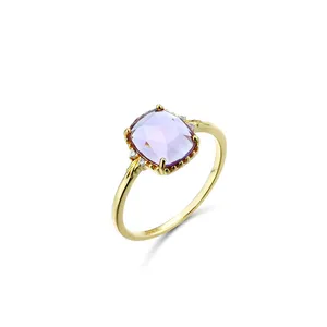 Joacii 925 Sterling Silver Gem Stone Gemstone Series Cabochon Wholesale Ring High Setting Antique Amethyst Rings