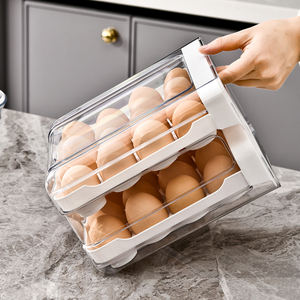 WANUO Organizador de Huevos de Plástico Apilable, Cajón de 2 Niveles para Cocina, Nevera, 32 Capacidad - Product Image 6