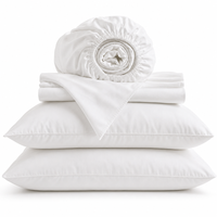 Vente en gros de draps plats en percale de coton biologique 100% 300 TC, 4 pièces, taille king size, doux et rafraîchissants, pour homme et femme
