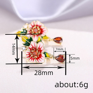 Orecchini Pendenti a Forma di Campana Floreale, Orecchini Geometrici a Goccia d'Acqua alla Moda per Donne - Product Image 3