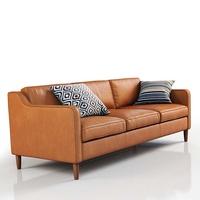 Canapé sectionnel trois places en cuir PU au design japonais rétro pour villa, école, parc et salon