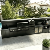 Meuble de cuisine modulaire en acier inoxydable 304 - Évier de barbecue extérieur moderne avec robinet et charnière à finition acrylique