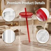 Gobelet personnalisé en plastique PS 16oz réutilisable vierge pour sublimation avec paille, compatible lave-vaisselle, écologique, pour promotion et bureau