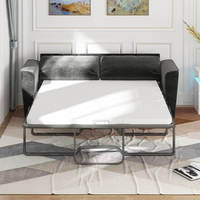 Canapé-lit pliable 2 places multifonctionnel intégré pour salon avec matelas et housse amovible lavable