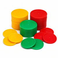 Jetons de Mahjong en plastique faciles à trier, lot de 68 pièces, jaunes, rouges, verts, avec rebord surélevé pour jeux de table