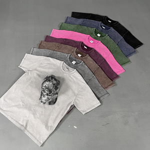 High Quality Men's 275gsm Retro Acid Stone Washed Cotton Oversize <b>Tshirt</b> Vintage T-shirt Custom Logo HeavyWeight T Shirt For Men - Product Image 2