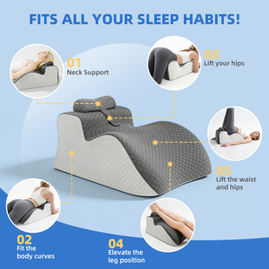 Oreiller ergonomique multifonctionnel en mousse à mémoire <span class=keywords><strong>de</strong></span> forme, <span class=keywords><strong>coussin</strong></span> lavable pour le sommeil, soutien du dos et soulagement des douleurs aux jambes, confort assis - Product Image 4