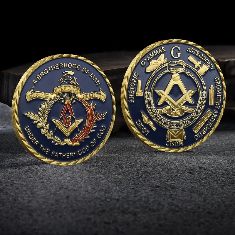 Customized Freemason Design Challenge Coins Instock Free Mold Bulk Cheap Masonic Coins For Sale