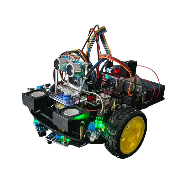 Multi-Functional Arduino Line Tracking & Obstacle Avoidance Smart Robot Car Kit STEM Educational Programmable DIY Coding Toy