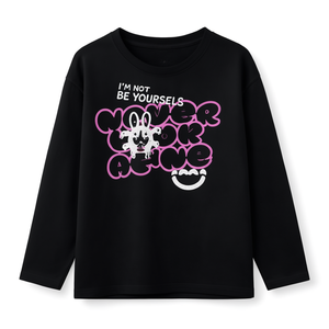 T-shirt décontracté à manches longues en coton noir pour filles, haut confortable, doux et respirant pour enfants, vêtements de tous les jours, vente en gros - Product Image 1