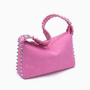 Thiết kế thích hợp đinh tán bện dây đeo vai rộng Matte lông cừu nách đầu máy túi sáng Hobo Tote Túi - Product Image 2