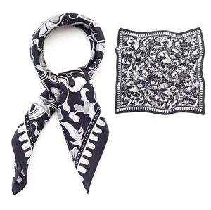 OEM carré Bandana100 % Soie Hommes Personnalisé Foulard En Soie Petite Taille Soyeux Hijab 50*50cm Foulard De Poche Châle En Soie Noir Blanc Écharpe - Product Image 4
