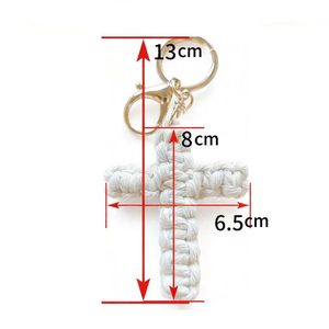 <span class=keywords><strong>Porte</strong></span>-clés en <span class=keywords><strong>macramé</strong></span> en forme de croix, <span class=keywords><strong>porte</strong></span>-clés Jésus, accessoires de voiture chrétiens, <span class=keywords><strong>porte</strong></span>-clés en croix douce fait à la main, décoration bohème pour femmes et hommes, cadeaux - Product Image 4