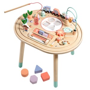 Tavolo Attività 10 in 1 per Bambini, Centro Sensoriale Montessori Prescolare, Tavolo Attività in Legno con Labirinto di Perline e Classificazione delle Forme - Product Image 4