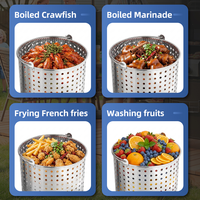 Daosheng – Ensemble de casseroles et marmites de cuisson commerciales en acier inoxydable 36QT pour friture profonde, soupes et bouillons de fruits de mer, avec panier perforé