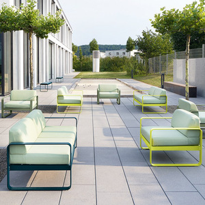 Conjunto de sofás de aluminio para exteriores en forma de L, impermeable, para jardín, terraza, villa, balcón, solárium, casa de huéspedes - Product Image 2