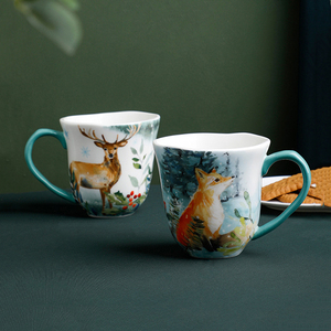 แก้วเซรามิคลายสัตว์ป่าแบบขายส่ง แก้วกาแฟสไตล์นอร์ดิก - Product Image 5