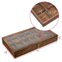 Boîte de rangement à bijoux en bois massif VRetro avec couvercle miroir, organisateur multi-compartiments pour perles et cristaux, coffret cadeau en bois avec logo personnalisé