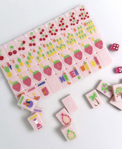 2026 Serie Frutas Rosas Fichas de Mahjong y Póker Americanas, Juego de 160 Fichas de Melamina Acrílica con Diseño Estético y Adorable, Regalo Moderno y Elegante para Noche de Póker - Product Image 4