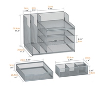 Porte-stylos transparent, organisateur de bureau, rangement de bureau en maille métallique, organiseur de documents, de fichiers et de papiers, plateau organisateur avec tiroir pour bureau