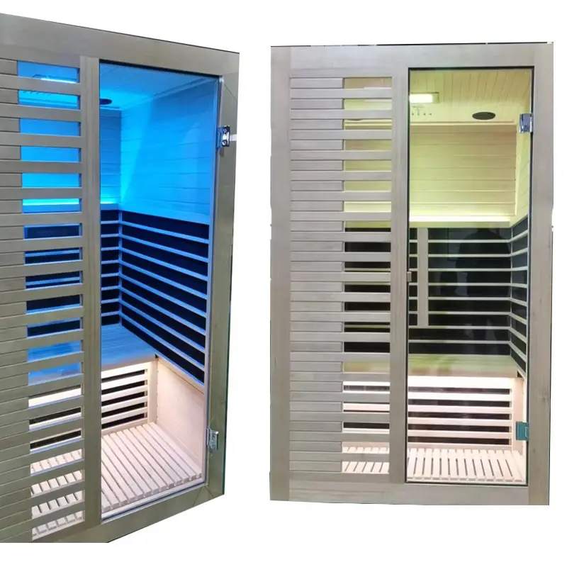 Sauna sec de vapeur de pruche de cabine de sauna en bois infrarouge de personnes de la norme 1-2 avec la lumière colorée