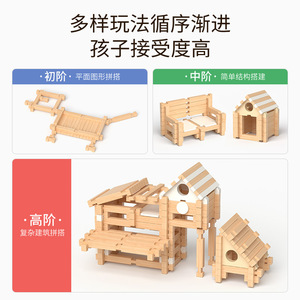Jouets d'architecte pour enfants en bois éducatifs pour l'apprentissage précoce, jeu créatif de joints à tenons et mortaises - Product Image 3