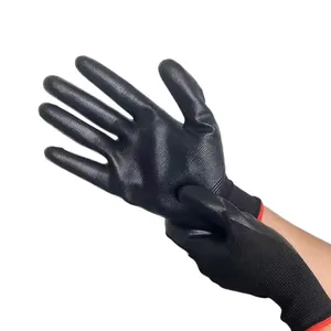 Venda imperdível luvas de proteção de trabalho pretas de poliéster direto da fábrica luvas de segurança para construção luvas de despertar