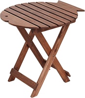 Table d'appoint pliante en bois massif pour l'extérieur - Table basse décorative artisanale en forme de poisson pour patio, jardin et camping