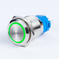 Bouton-poussoir LED métallique 3-6V 12-24V 12/16/19/22mm, bouton d'alimentation étanche, bouton circulaire plat, lumière LED, interrupteur autobloquant