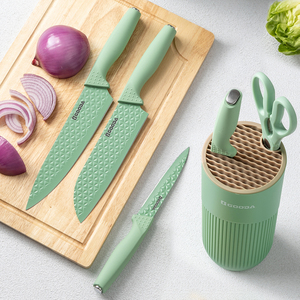 Ensemble de 6 couteaux de cuisine OEM/ODM avec support, revêtement antiadhésif, en acier inoxydable, marque privée, ensemble de blocs à couteaux personnalisés - Product Image 3