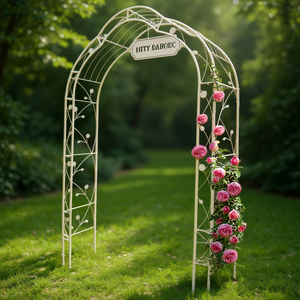 Arco da Giardino in Metallo Hity Daroec Bianco, Gazebo per Matrimoni all'Aperto, Supporto per Piante Rampicanti, Rettangolare Autoportante Verniciato - Product Image 2
