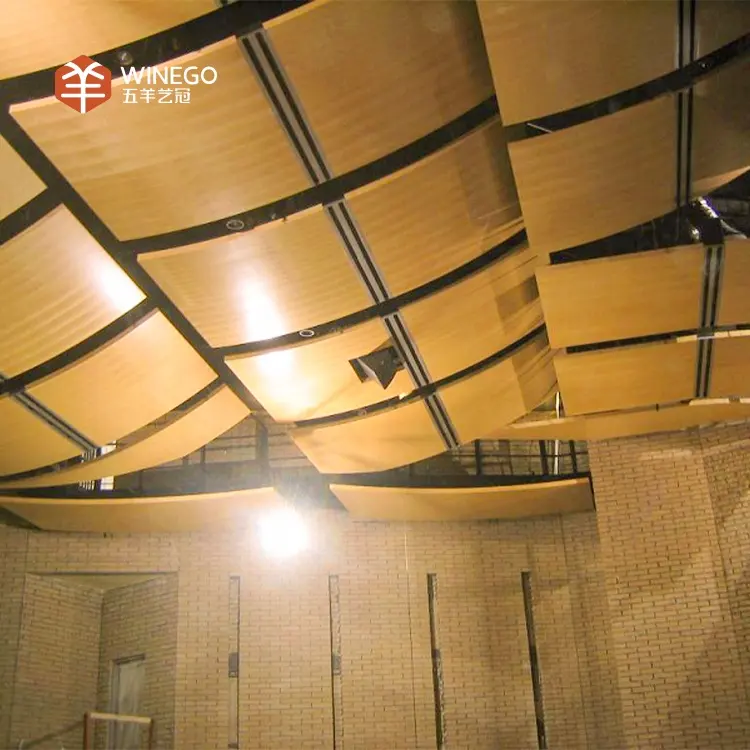 Auditorium Suspended Ceiling Wooden Curved Acoustic Panels for hall