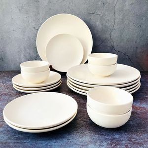 Service de vaisselle en céramique simple, blanc uni, pour la maison, la cuisine, le restaurant, l'hôtel, le café, la salle à manger, le service - Product Image 2