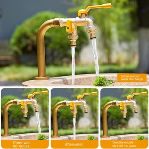 <span class=keywords><strong>Robinet</strong></span> <span class=keywords><strong>de</strong></span> <span class=keywords><strong>jardin</strong></span> en laiton massif à double sortie avec poignée jaune pour cour extérieure, ferme, terrasse, <span class=keywords><strong>robinet</strong></span> d'eau anti-gel - Product Image 3