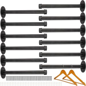 12 Soportes de Pared Industriales de Hierro con Recubrimiento de Polvo Negro para Bricolaje, Soportes Rústicos de Una Sola Cara para Colgar Tubos y Estantes Flotantes - Product Image 1