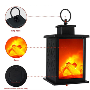 LED暖炉ランプ & チャコールフレームランプ: バッテリー電源屋内ライト、クリスマス装飾ナイトライト、タイマーデスクトップランプ - Product Image 5