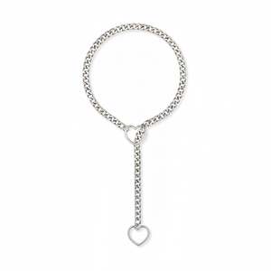 Collier en titane en forme de cœur gothique punk rock avec anneau en forme de O, chaîne coulissante en bambou, plaqué or 18 carats - Product Image 6