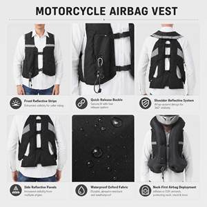 <span class=keywords><strong>Gilet</strong></span> airbag moto unisexe réfléchissant pour la course, équipement <span class=keywords><strong>de</strong></span> <span class=keywords><strong>protection</strong></span> motocross noir, vêtements <span class=keywords><strong>de</strong></span> sport pour le cyclisme, équipe OEM - Product Image 2