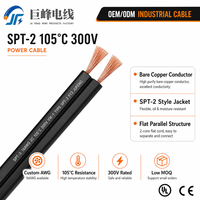 Cordon de lampe parallèle SPT-2 16AWG - Fil PVC noir à 2 conducteurs 300V 105 ° C VW-1