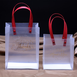 Bolsa de Plástico Transparente <span class=keywords><strong>PP</strong></span>, Bolsa de Mano Esmerilada con Asa, para Ropa, Regalos, Dulces, Compras - Product Image 3
