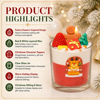 Bougie en pot de dessert de Noël avec cadeau gingembre et fraise et décorations de sapin pour la décoration de la maison en période des fêtes