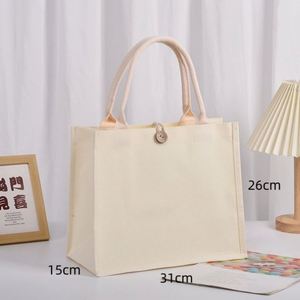 Wholesale Imaiwill Brand Fashion Size Lamination Natural Button Beach <b>Canvas</b> Shopping Tote Bags Custom Printing Logo - Product Image 2