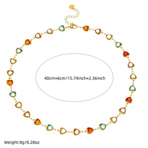 Heart Shaped Faceted Rhinestone Stainless Steel <b>Necklace</b> <b>Candy</b> Color Party Jewelry Bezel Setting Yiwu Origin - Product Image 4