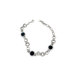 Pulsera de plata de ley S925 con esmalte negro, diseño de números romanos para mujer, uso diario, joyería geométrica con cadena de eslabones - Product Image 5