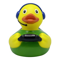 Canard en caoutchouc ballerine personnalisé de 3 pouces, masque facial en PVC jaune, jouets de bain en vinyle pour tout-petits, canards de football flottants en vrac