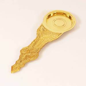 Cuchara Tradicional Grande de Latón para Aarti y Pooja, Duradera, Hecha a Mano, Esencial para Puja, Perfecta para el Adoración Diaria - Product Image 1