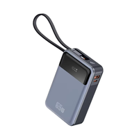 Cargador Portátil de 65W, Batería Externa de Alta Capacidad de 20000mAh con Pantalla LED y Cable Integrado para Laptop, Teléfono, Notebook, Viajes