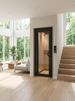 Ascenseur de luxe pour maison avec finition miroir doré et affichage numérique des étages, pour villa moderne, ascenseur résidentiel